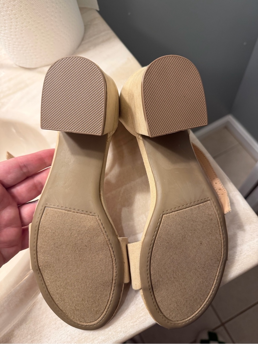 London Fog Tan Suede Ankle-Strap Heels - Picture 3 of 3